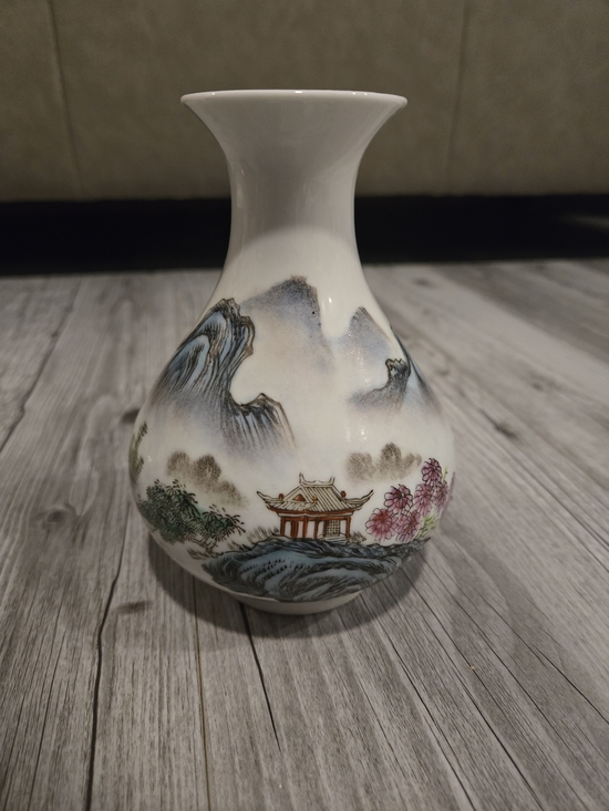 Other - Vintage Chinese Hand-Painted Porcelain Bud Vase - Jurentang Mark Landscape